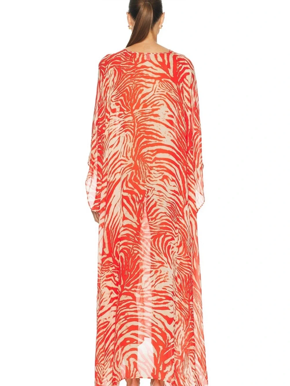 SKIMS Coral Zebra-Print Caftan Cover-Up